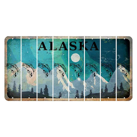 Alaska Northern Lights Cut License Plate Strips (Set of 8) Fish