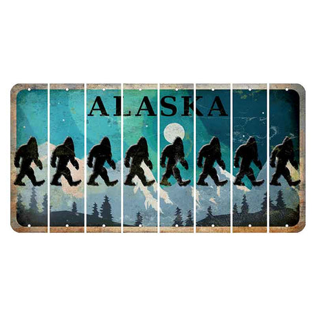 Alaska Northern Lights Cut License Plate Strips (Set of 8) Bigfoot