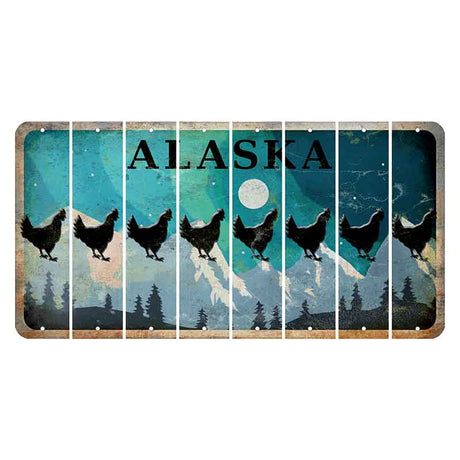 Alaska Northern Lights Cut License Plate Strips (Set of 8) Chicken