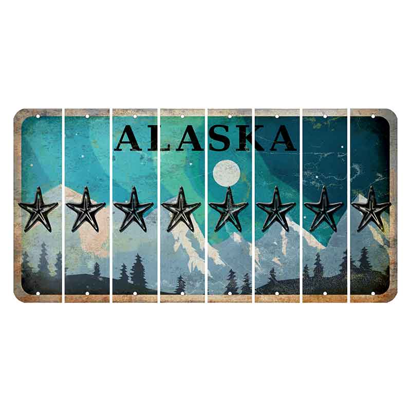 Alaska Northern Lights Cut License Plate Strips (Set of 8) Star Fish