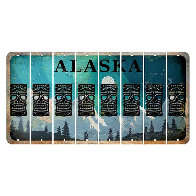 Alaska Northern Lights Cut License Plate Strips (Set of 8) Tiki