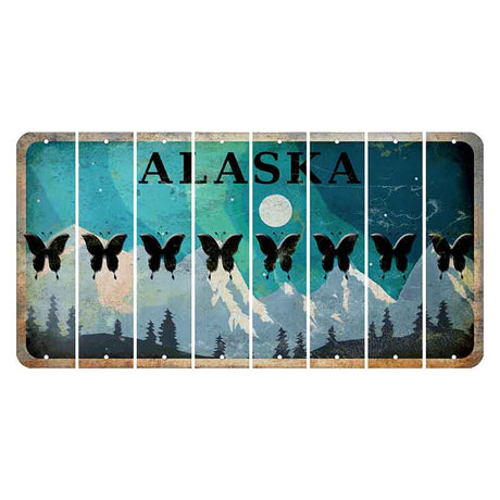 Alaska Northern Lights Cut License Plate Strips (Set of 8) Butterfly