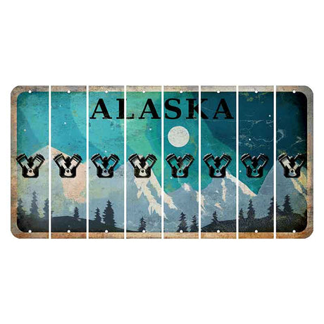 Alaska Northern Lights Cut License Plate Strips (Set of 8) Engine