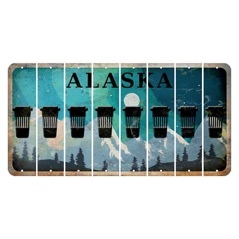 Alaska Northern Lights Cut License Plate Strips (Set of 8) Latte