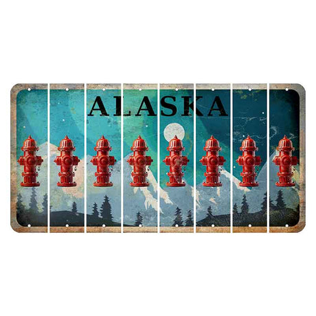 Alaska Northern Lights Cut License Plate Strips (Set of 8) Fire Hydrant