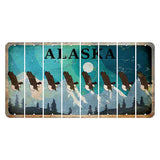 Alaska Northern Lights Cut License Plate Strips (Set of 8) Bald Eagle