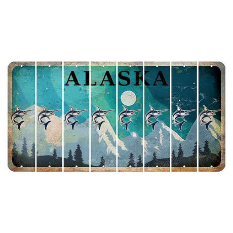 Alaska Northern Lights Cut License Plate Strips (Set of 8) Swordfish