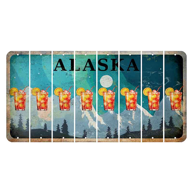 Alaska Northern Lights Cut License Plate Strips (Set of 8) Cocktail