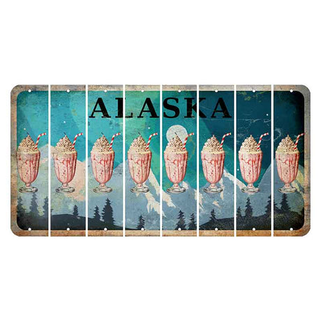 Alaska Northern Lights Cut License Plate Strips (Set of 8) Milkshake