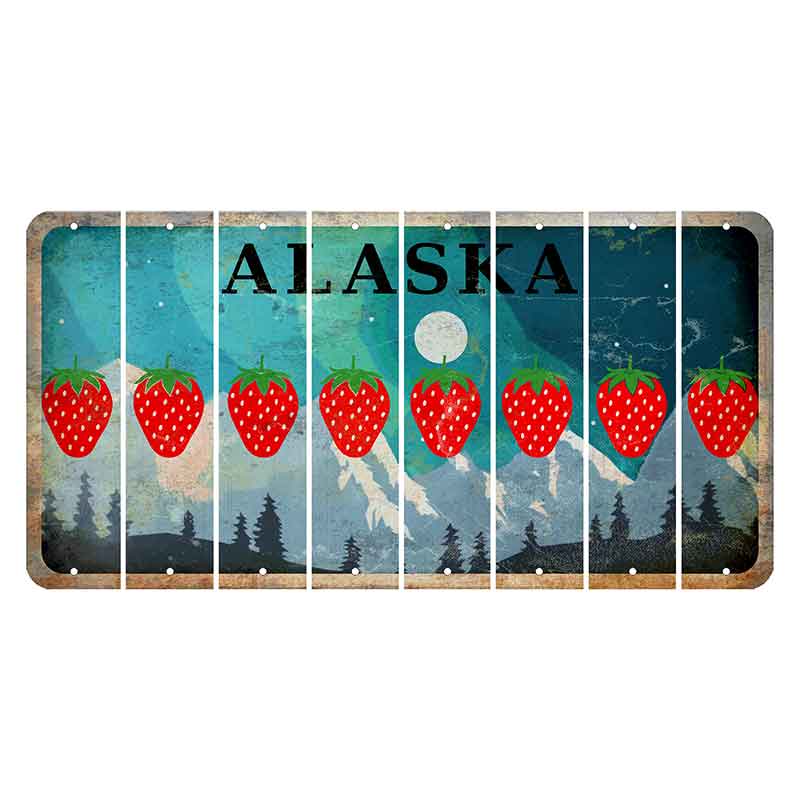 Alaska Northern Lights Cut License Plate Strips (Set of 8) Strawberry