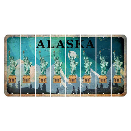 Alaska Northern Lights Cut License Plate Strips (Set of 8) Statue of Liberty