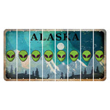 Alaska Northern Lights Cut License Plate Strips (Set of 8) Alien