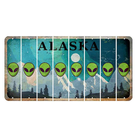 Alaska Northern Lights Cut License Plate Strips (Set of 8) Alien