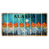 Alaska Northern Lights Cut License Plate Strips (Set of 8) Campfire