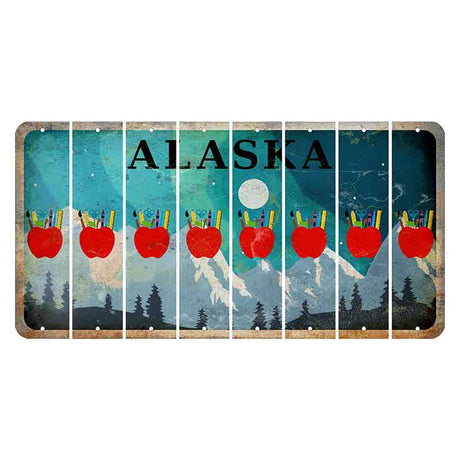 Alaska Northern Lights Cut License Plate Strips (Set of 8) Teacher Apple