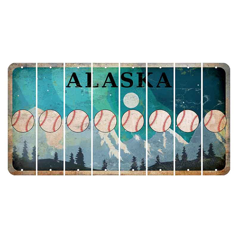 Alaska Northern Lights Cut License Plate Strips (Set of 8) Baseball