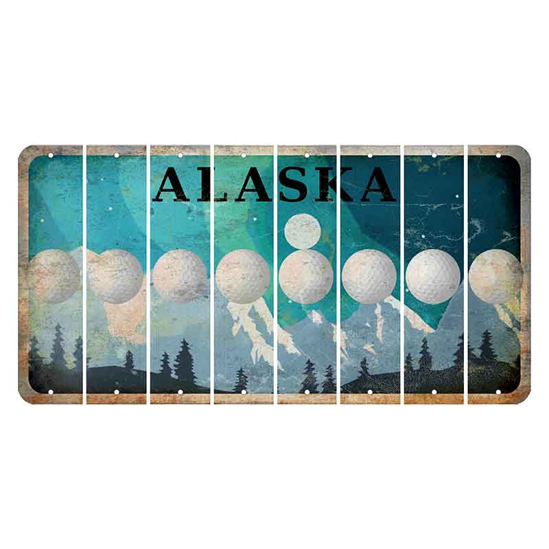 Alaska Northern Lights Cut License Plate Strips (Set of 8) Golfball