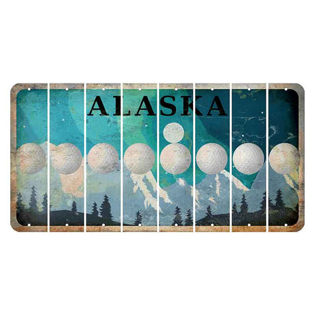 Alaska Northern Lights Cut License Plate Strips (Set of 8) Golfball