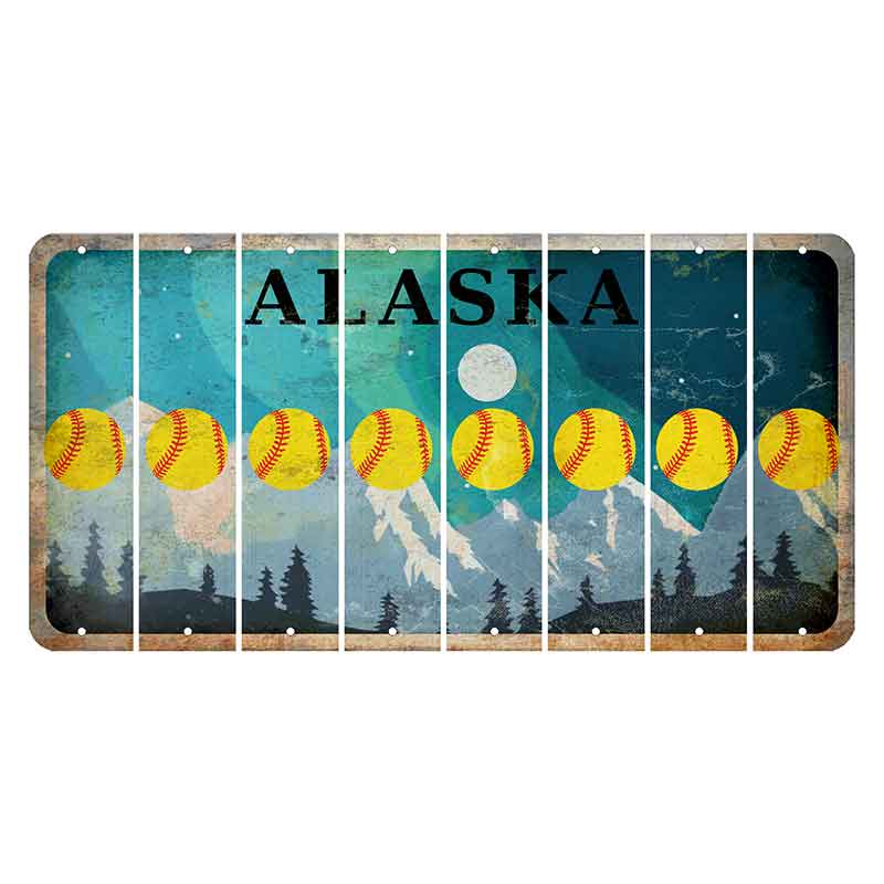 Alaska Northern Lights Cut License Plate Strips (Set of 8) Softball