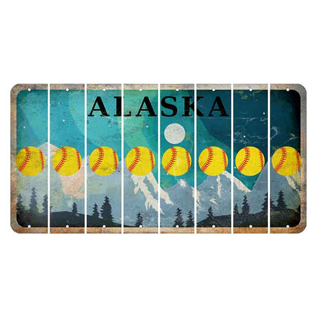 Alaska Northern Lights Cut License Plate Strips (Set of 8) Softball