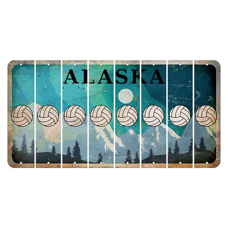Alaska Northern Lights Cut License Plate Strips (Set of 8) Volleyball