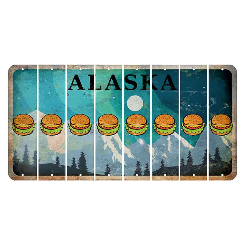 Alaska Northern Lights Cut License Plate Strips (Set of 8) Hamburger