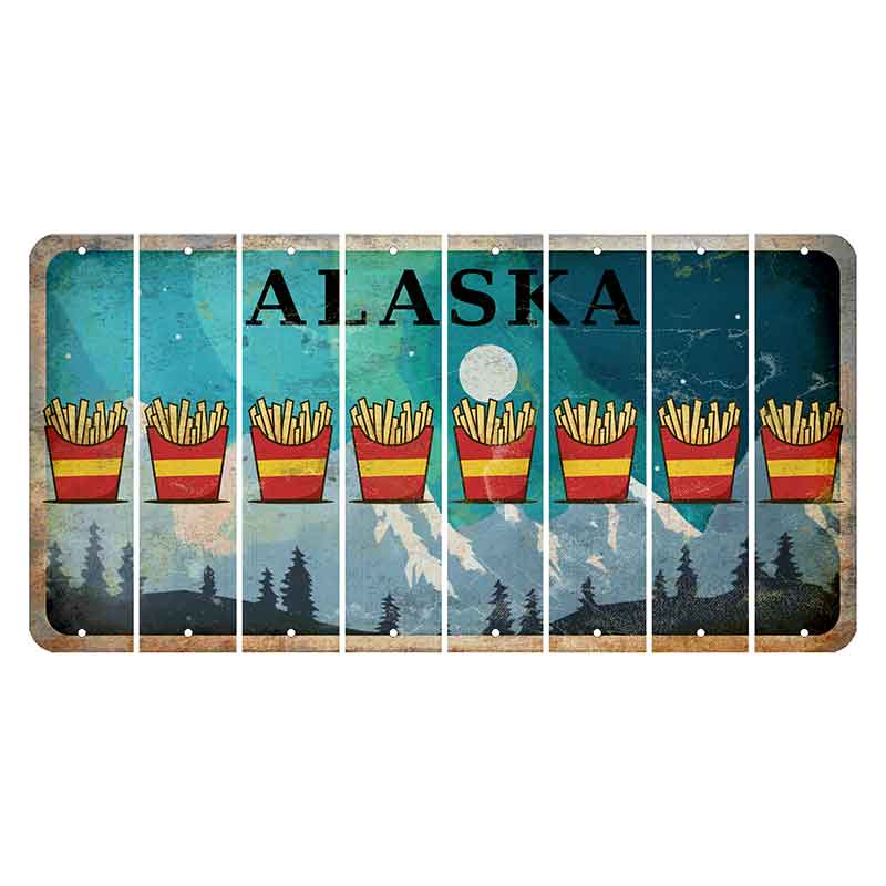Alaska Northern Lights Cut License Plate Strips (Set of 8) French Fries
