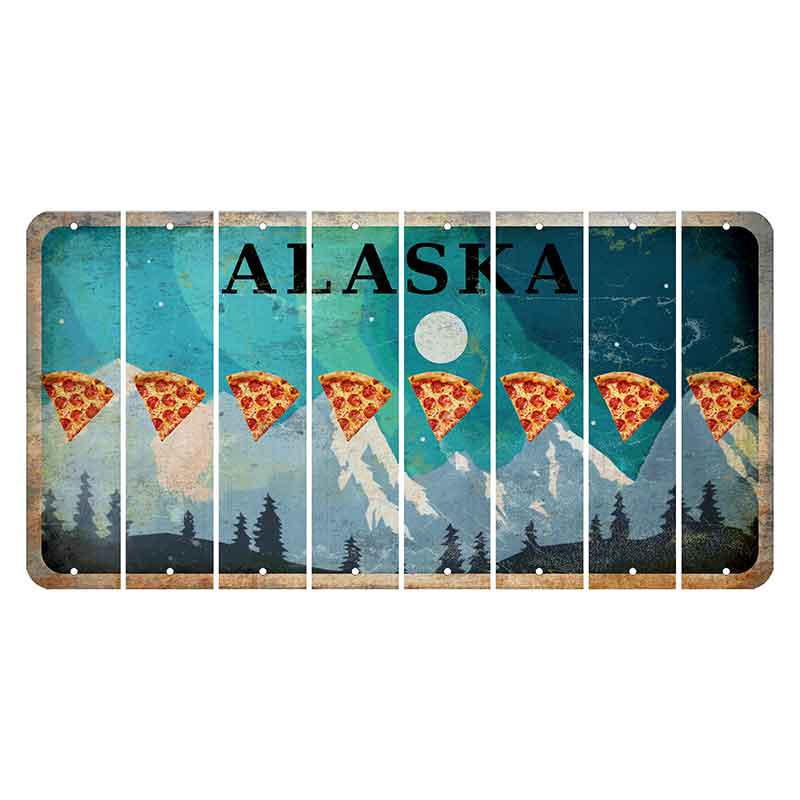 Alaska Northern Lights Cut License Plate Strips (Set of 8) Pizza