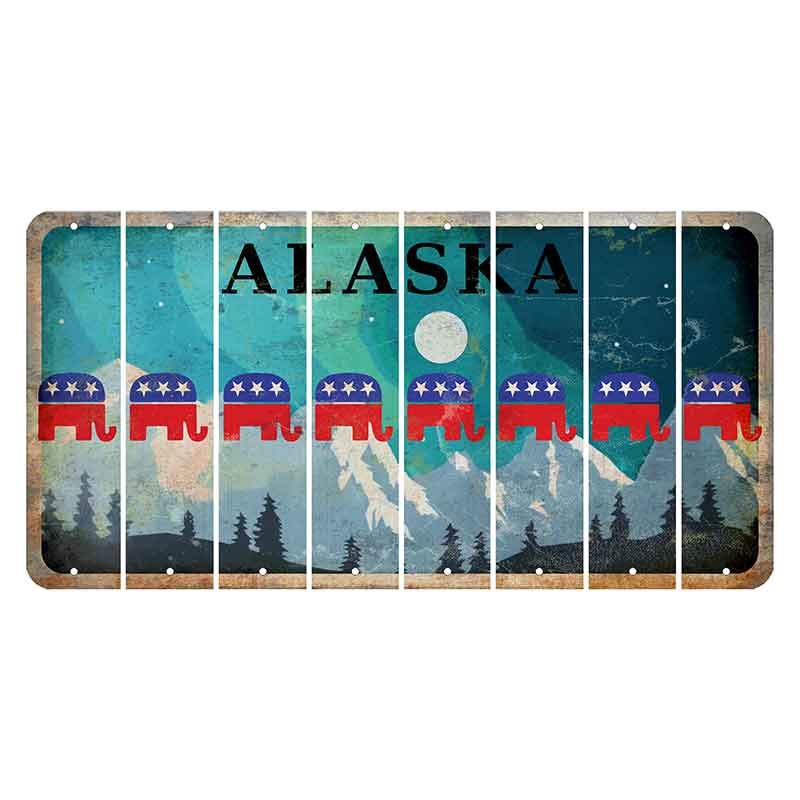 Alaska Northern Lights Cut License Plate Strips (Set of 8) Republican