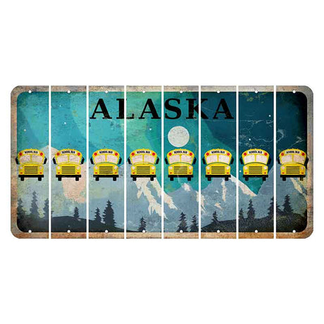 Alaska Northern Lights Cut License Plate Strips (Set of 8) School Bus