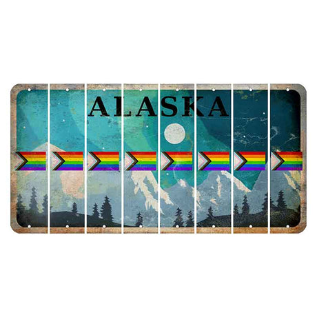 Alaska Northern Lights Cut License Plate Strips (Set of 8) LGBTQ Flag