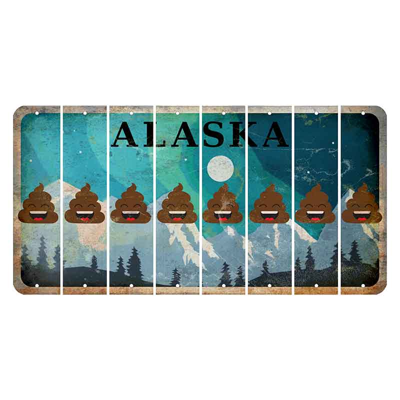 Alaska Northern Lights Cut License Plate Strips (Set of 8) Emoji - Poop