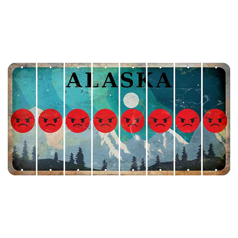 Alaska Northern Lights Cut License Plate Strips (Set of 8) Emoji - Angry