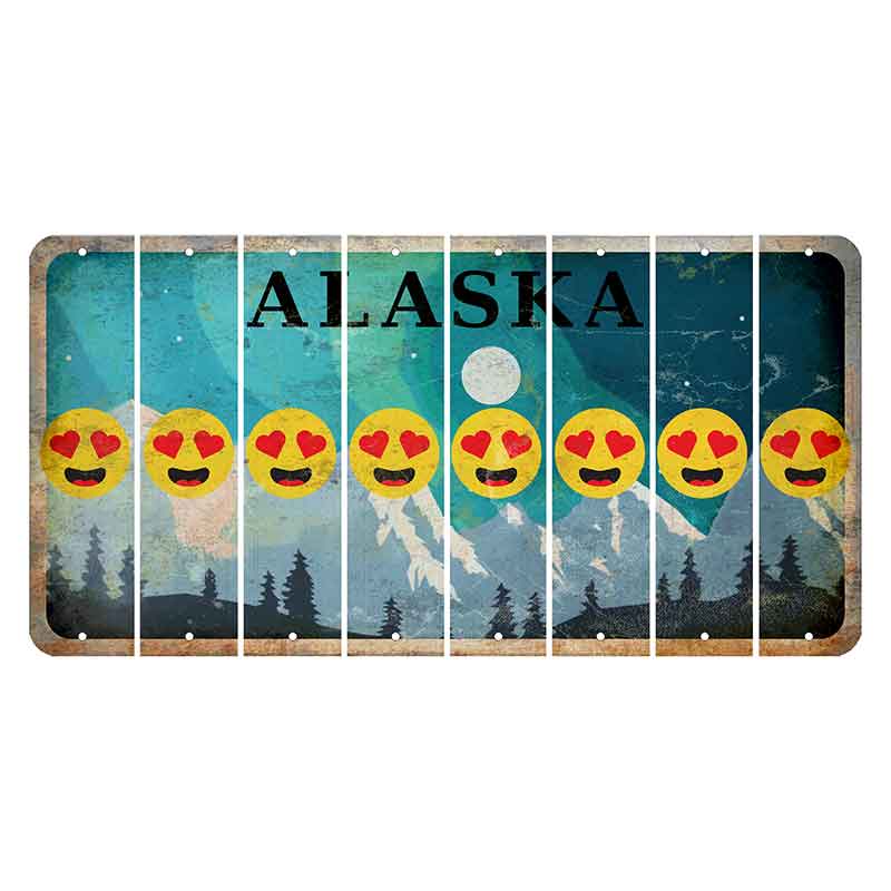 Alaska Northern Lights Cut License Plate Strips (Set of 8) Emoji - Heart Eyes