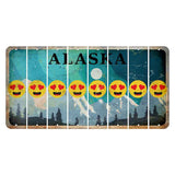 Alaska Northern Lights Cut License Plate Strips (Set of 8) Emoji - Heart Eyes