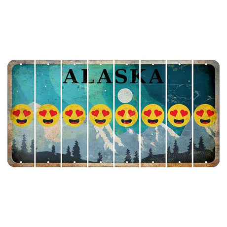 Alaska Northern Lights Cut License Plate Strips (Set of 8) Emoji - Heart Eyes