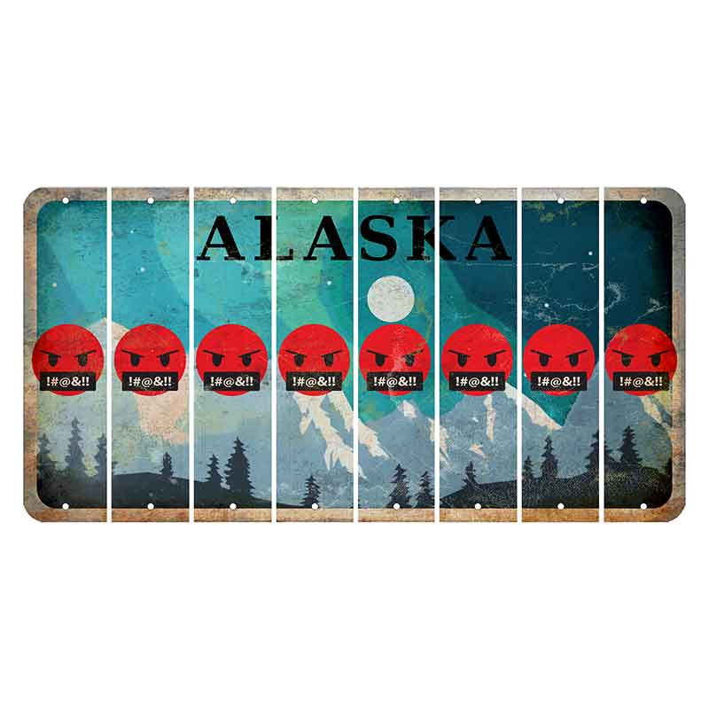 Alaska Northern Lights Cut License Plate Strips (Set of 8) Emoji - Pissed