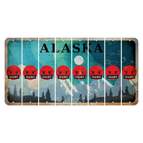 Alaska Northern Lights Cut License Plate Strips (Set of 8) Emoji - Pissed