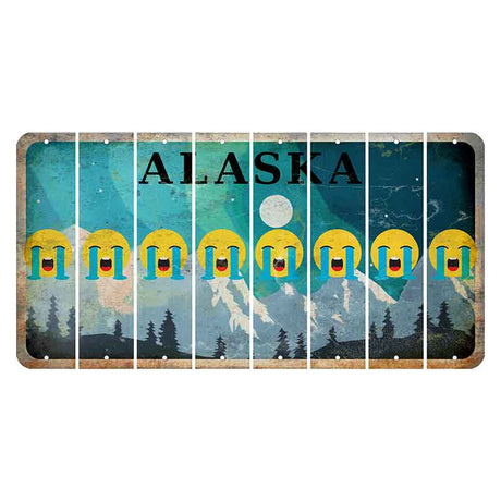 Alaska Northern Lights Cut License Plate Strips (Set of 8) Emoji - Crying