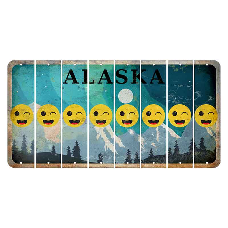 Alaska Northern Lights Cut License Plate Strips (Set of 8) Emoji - Winking