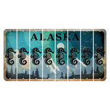 Alaska Northern Lights Cut License Plate Strips (Set of 8) Seahorse