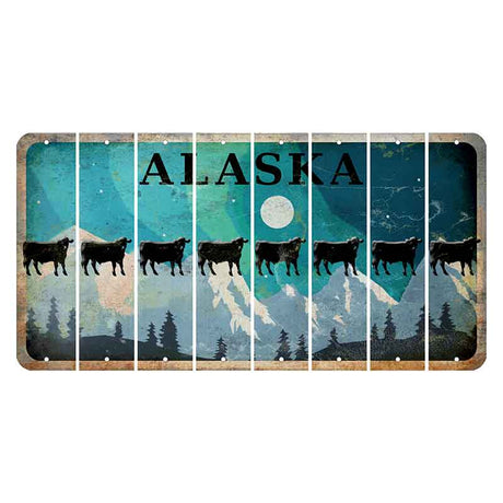 Alaska Northern Lights Cut License Plate Strips (Set of 8) Dairy Cow