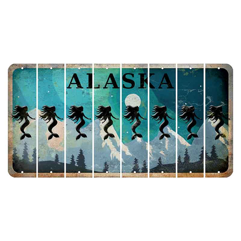 Alaska Northern Lights Cut License Plate Strips (Set of 8) Mermaid