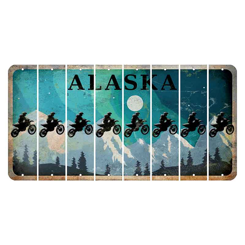 Alaska Northern Lights Cut License Plate Strips (Set of 8) Dirtbike Rider