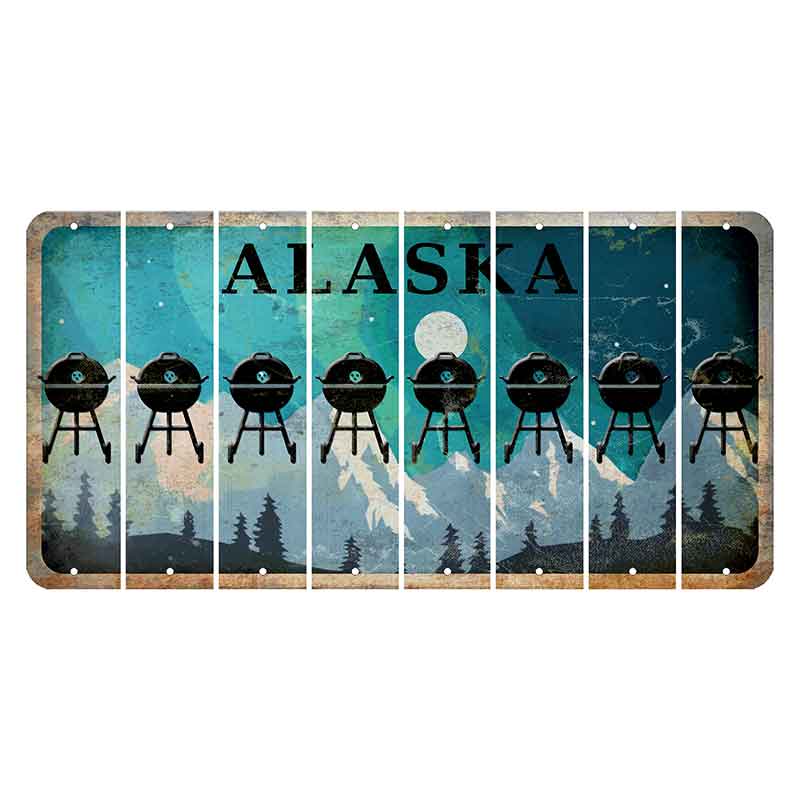 Alaska Northern Lights Cut License Plate Strips (Set of 8) Grill