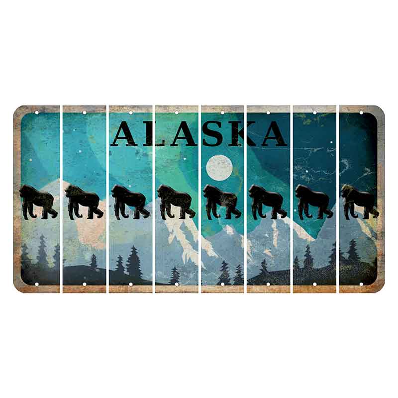Alaska Northern Lights Cut License Plate Strips (Set of 8) Gorilla