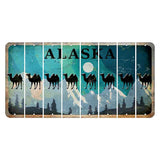 Alaska Northern Lights Cut License Plate Strips (Set of 8) Camel