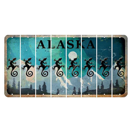 Alaska Northern Lights Cut License Plate Strips (Set of 8) Gecko