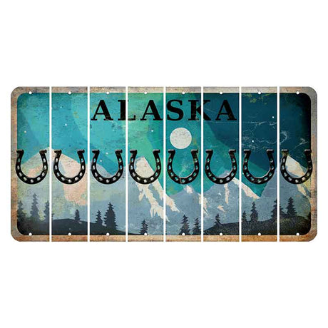 Alaska Northern Lights Cut License Plate Strips (Set of 8) Horseshoe