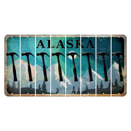 Alaska Northern Lights Cut License Plate Strips (Set of 8) Hammer